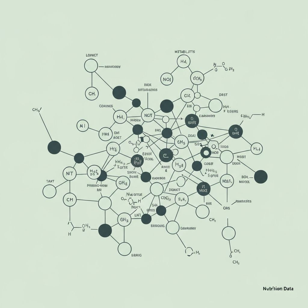 Scientific visualization showing nutrition research data and population health trends
